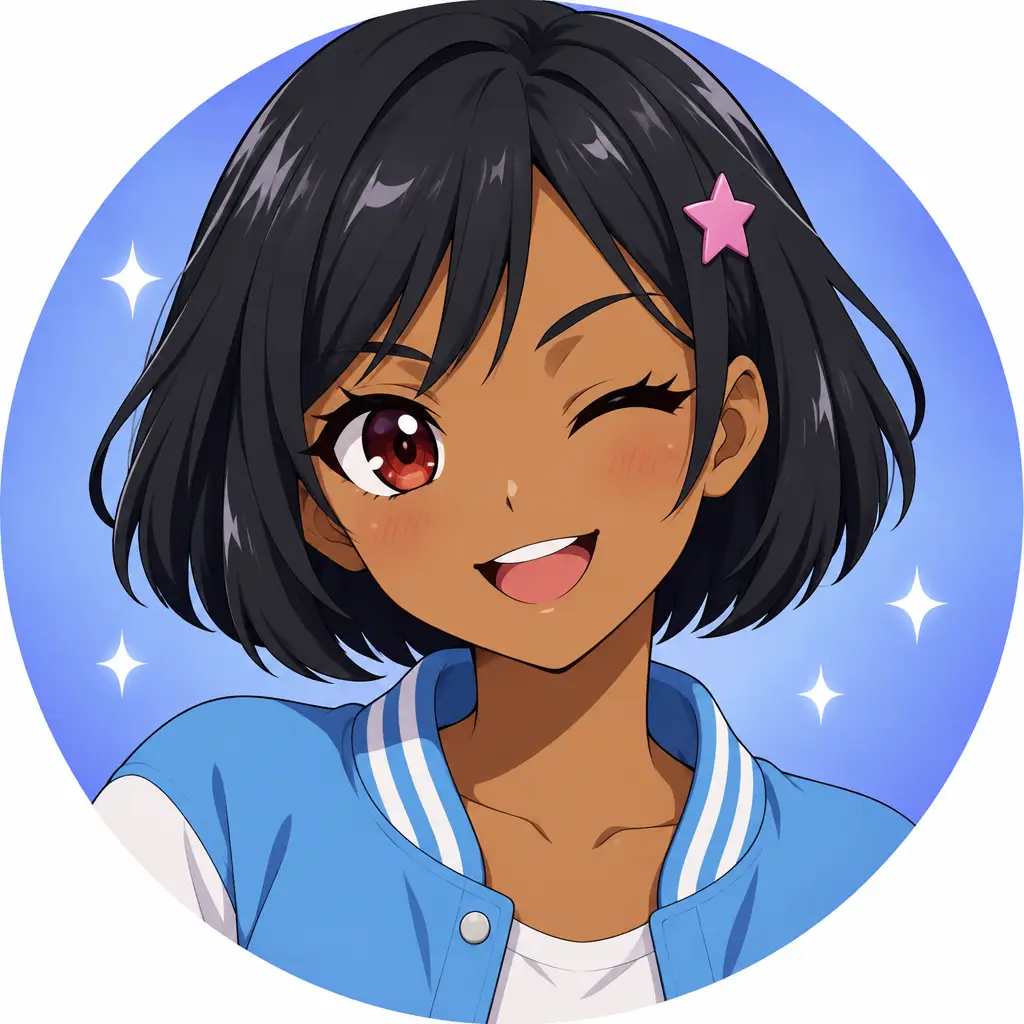 Trainer with a black bob and a star hair clip