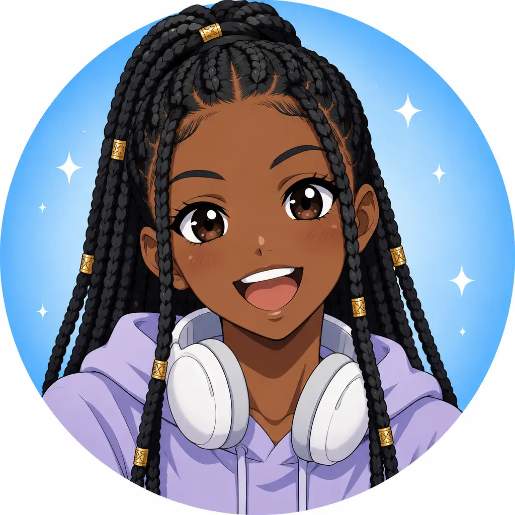 Trainer with braids and headphones