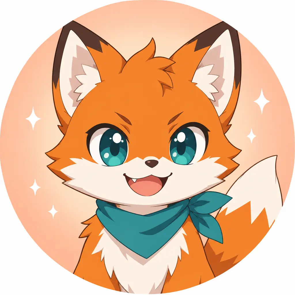Fox cub with a bandana