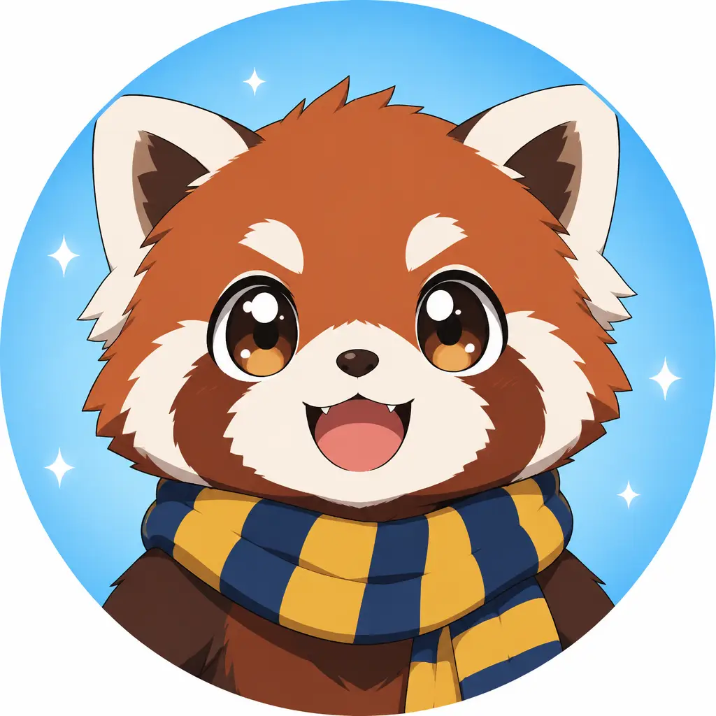 Red panda with a scarf